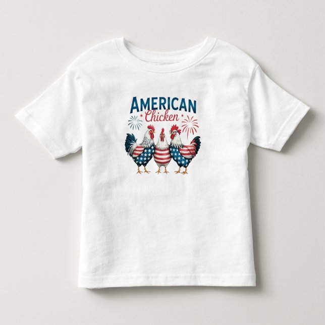 Camiseta De Bebé 4 de julio Pollo Norteamericano Patriótico-62987 T (Anverso)