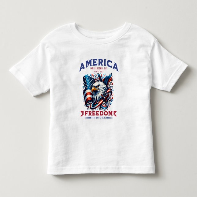 Camiseta De Bebé 4 de julio Sublimación del águila estadounidense-6 (Anverso)