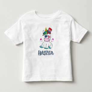 Camiseta De Bebé 4 de julio Unicornio con gafas solares de bandera