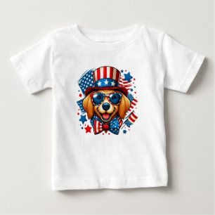 Camiseta De Bebé 4 de julio USA Perro Patriótico Día de la Independ