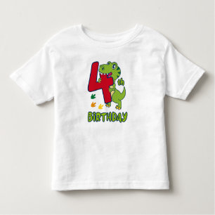 Camiseta De Bebé 4th birthday dinosaur 