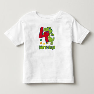Camiseta De Bebé 4th birthday dinosaur 