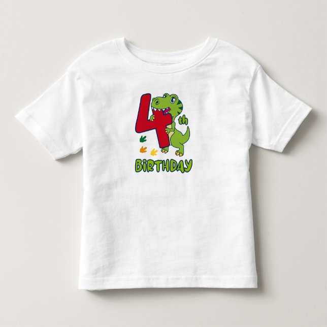 Camiseta De Bebé 4th birthday dinosaur  (Anverso)