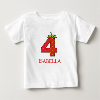 Camiseta De Bebé 4th Birthday strawberry theme Party