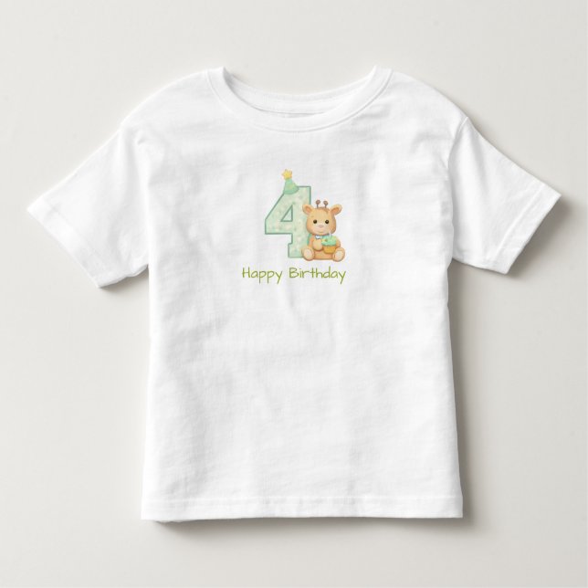 Camiseta De Bebé 4th Birthday Toddler T-Shirt Cute Bear Birthday  (Anverso)