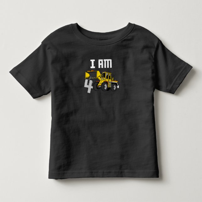 Camiseta De Bebé 4to cumpleaños Excavator construccion 4 años (Anverso)