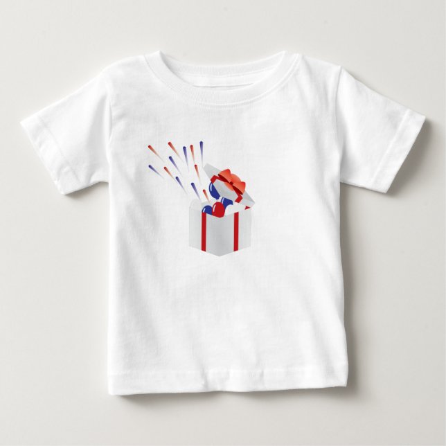 Camiseta De Bebé 4to de la caja de regalo de julio con los fuegos (Anverso)