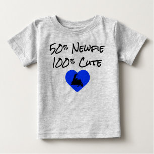 Camiseta De Bebé 50% Newfie - 100% Cute (azul)