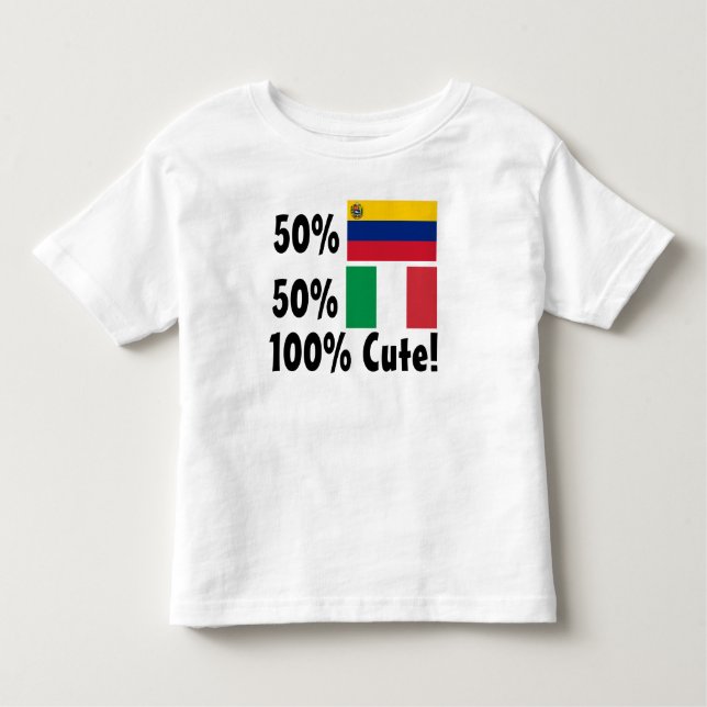Camiseta De Bebé 50% Venezuela 50% Italiano 100% Cute (Anverso)