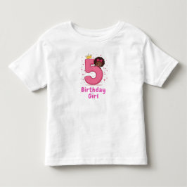Camiseta De Bebé 5.º Chica de cumpleaños número rosado corona pelo