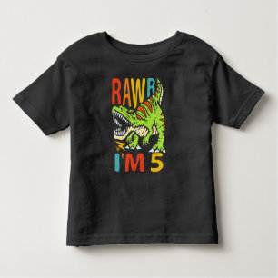 Camiseta De Bebé 5 cumpleaños Dinosaur T Rex Rawr Tengo 5 años para
