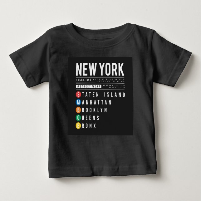 Camiseta De Bebé 5 distritos de Nueva York (Anverso)