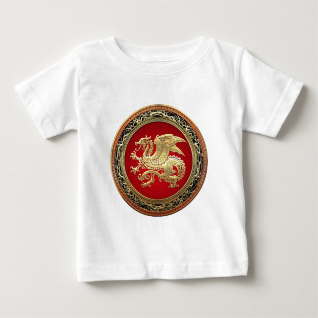 Camiseta De Bebé [600] Dragón islandés, Landvttir [Gold] (Anverso)