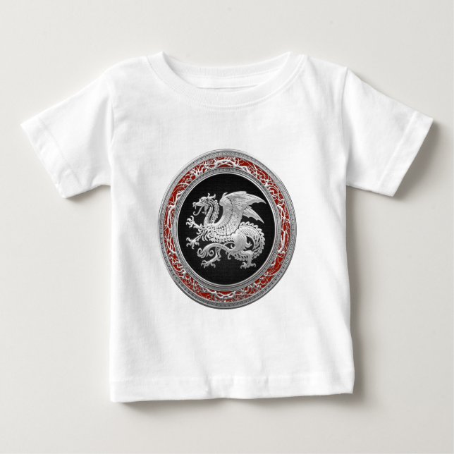 Camiseta De Bebé [600] Dragón islandés, Landvttir [Silver] (Anverso)