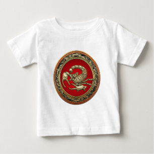 Camiseta De Bebé [600] Escorpión de oro sagrado sobre rojo