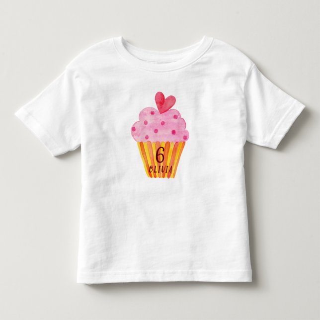 Camiseta De Bebé 6.º cumpleaños - chicas de pastelería acuarela (Anverso)