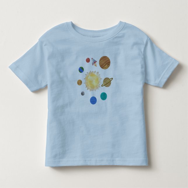 Camiseta De Bebé 8 Planetas Niños del Sistema Solar (Anverso)