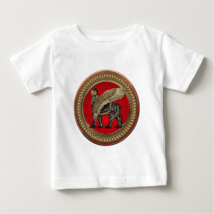 Camiseta De Bebé [900] León alado asirio: Lamassu dorado y negro