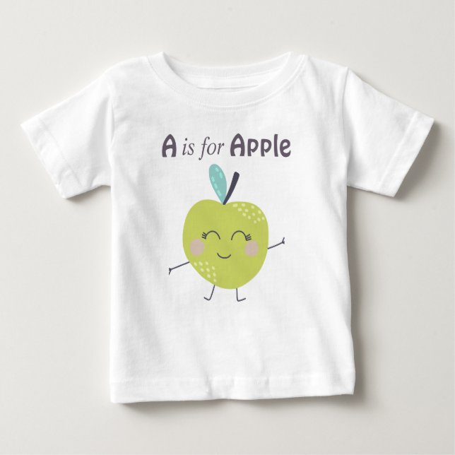 Camiseta De Bebé A es para la letra alfabeta de ilustracion mate de (Anverso)