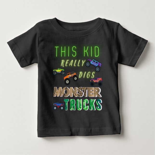 Camiseta De Bebé A Este Niño Le Encantan Los Camiones Monstruo (Anverso)