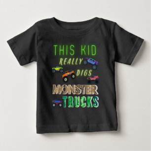 Camiseta De Bebé A este niño le gustan mucho los camiones monstruo