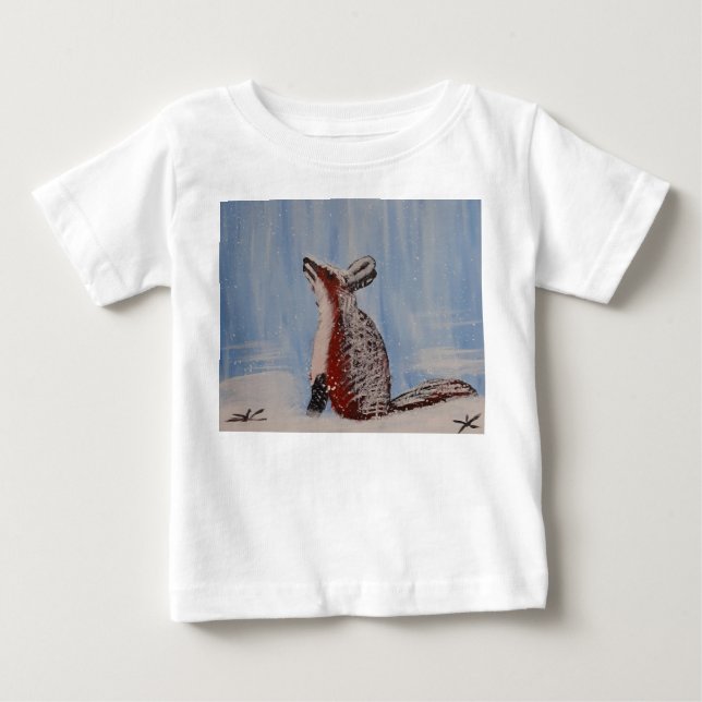 Camiseta De Bebé A fox in the snowy forest (Anverso)