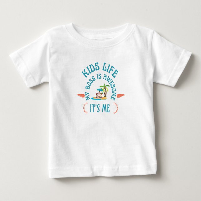 Camiseta De Bebé A los niños les gusta un jefe (Anverso)