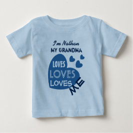 Camiseta De Bebé A mi ABUELA me encanta Blue Hearts Personalizado T