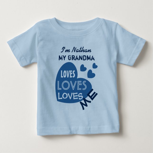 Camiseta De Bebé A mi ABUELA me encanta Blue Hearts Personalizado T (Anverso)