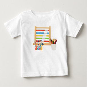 Camiseta De Bebé Abacus colorido con lápices y pinceles de pintura 