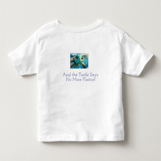 Camiseta De Bebé ABC by the Sea - Aprende, juega, protege con azul (Reverso)