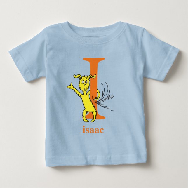 Camiseta De Bebé ABC del Dr. Seuss: Carta I - Naranja | Añadir su n (Anverso)