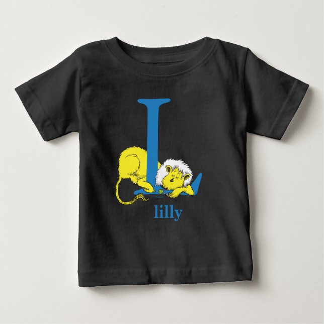 Camiseta De Bebé ABC del Dr. Seuss: Letra L - Azul | Añadir su nomb (Anverso)