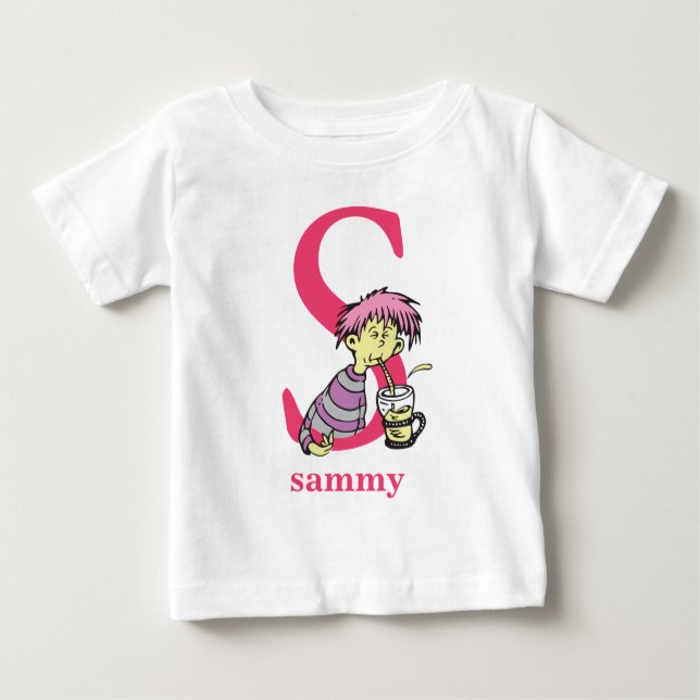 Camiseta De Bebé ABC del Dr. Seuss: Letra S - Rosa | Añadir su nomb (Anverso)