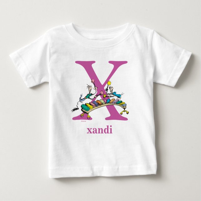 Camiseta De Bebé ABC del Dr. Seuss: Letra X - Púrpura | Añadir su n (Anverso)