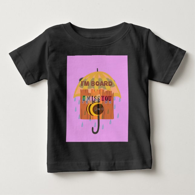 Camiseta De Bebé Abeja Aburrida: Un Ánimo De Día Lluvioso. "Te echo (Anverso)