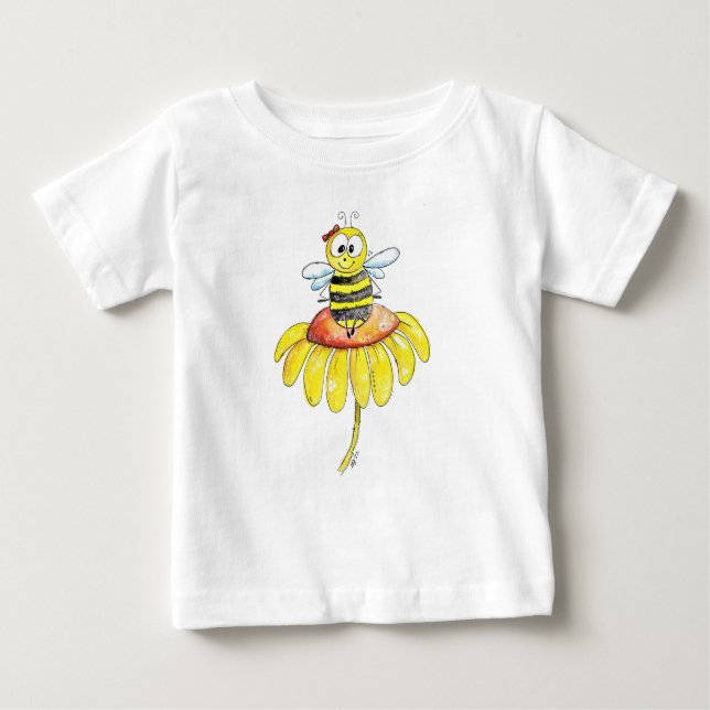Camiseta De Bebé Abeja caprichosa sobre una flor (Anverso)
