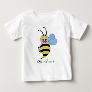 Camiseta De Bebé Abeja Cuidada De Acuarela Con Sonrisa Feliz