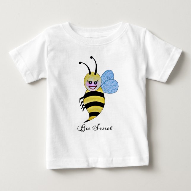 Camiseta De Bebé Abeja Cuidada De Acuarela Con Sonrisa Feliz (Anverso)