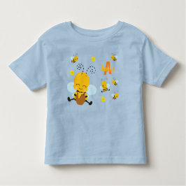Camiseta De Bebé Abeja de burbuja feliz con flores azules