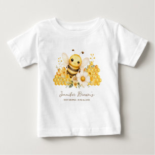 Camiseta De Bebé Abeja de miel amarilla baby shower lindo