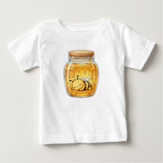 Camiseta De Bebé Abeja Dormilona en Tarro de Miel - Dulce Acuarela 