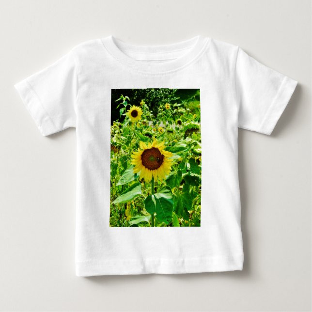 Camiseta De Bebé Abeja en el girasol amarillo (Anverso)