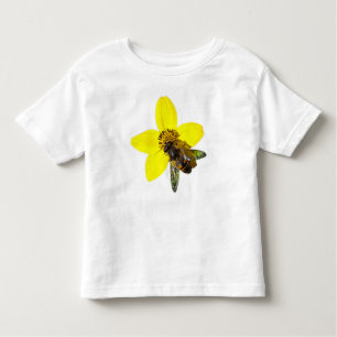 Camiseta De Bebé Abeja en una flor amarilla