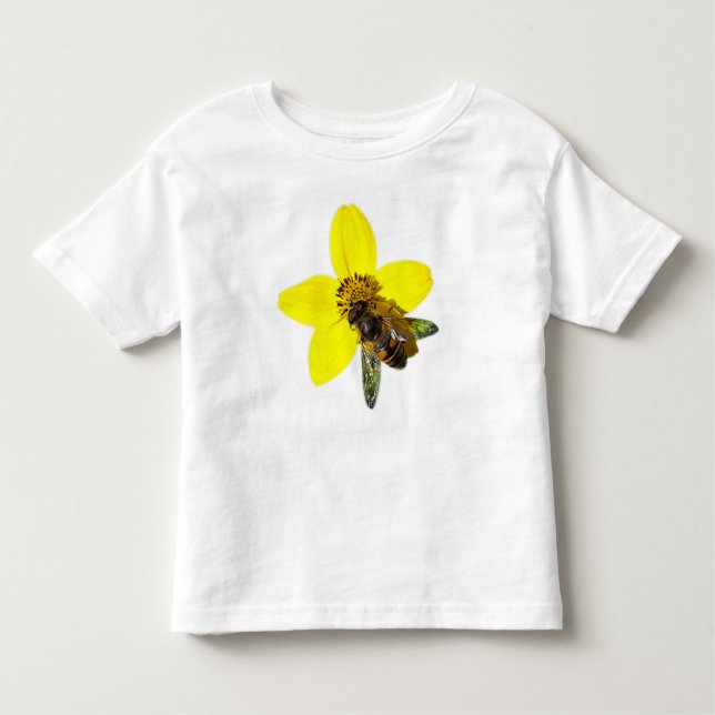 Camiseta De Bebé Abeja en una flor amarilla (Anverso)