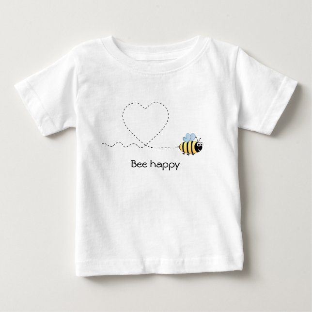 Camiseta De Bebé Abeja positiva feliz con personalizado de amor (Anverso)