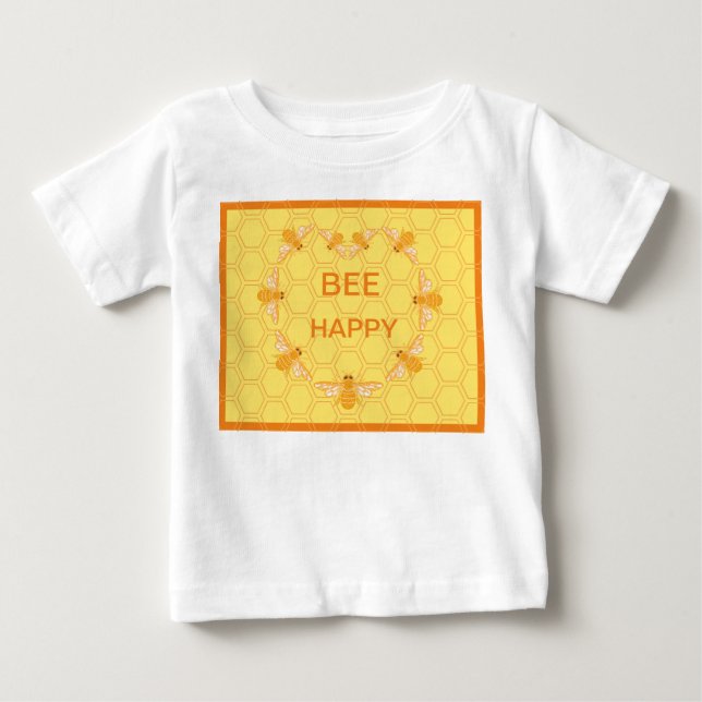 Camiseta De Bebé Abejas de miel de Bee Happy en un panal de miel am (Anverso)