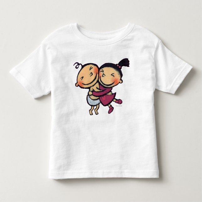 Camiseta De Bebé Abrazo ilustrado lindo de los niños (Anverso)