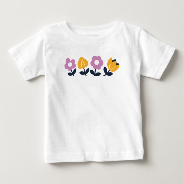 Camiseta De Bebé Abrazos de abril y nariz húmeda - Parte floral (Anverso)
