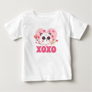 Camiseta De Bebé Abrazos y besos de Panda Floral